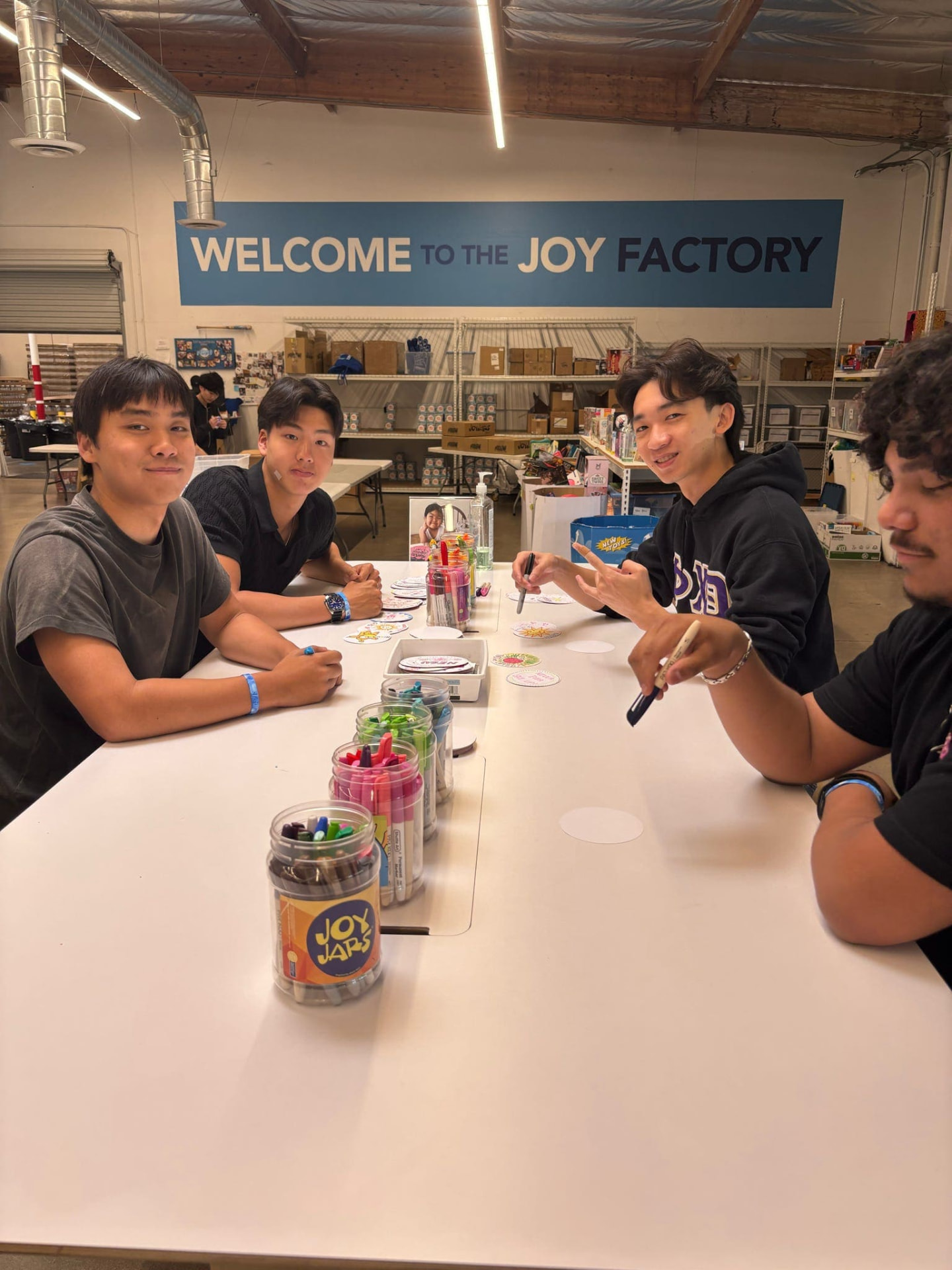 Chapter members volunteering on an art project