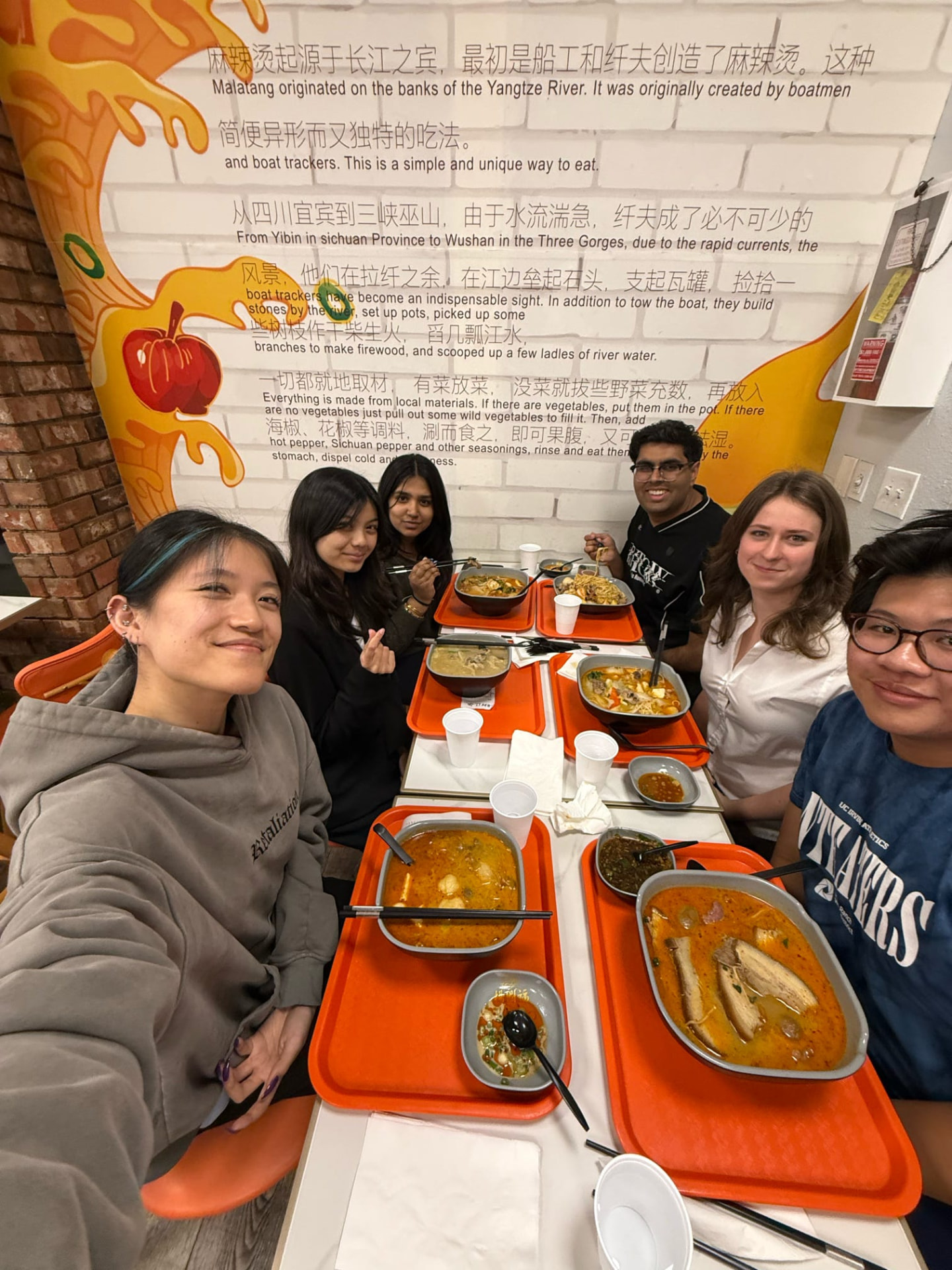 Chapter members sharing a malatang dinner together